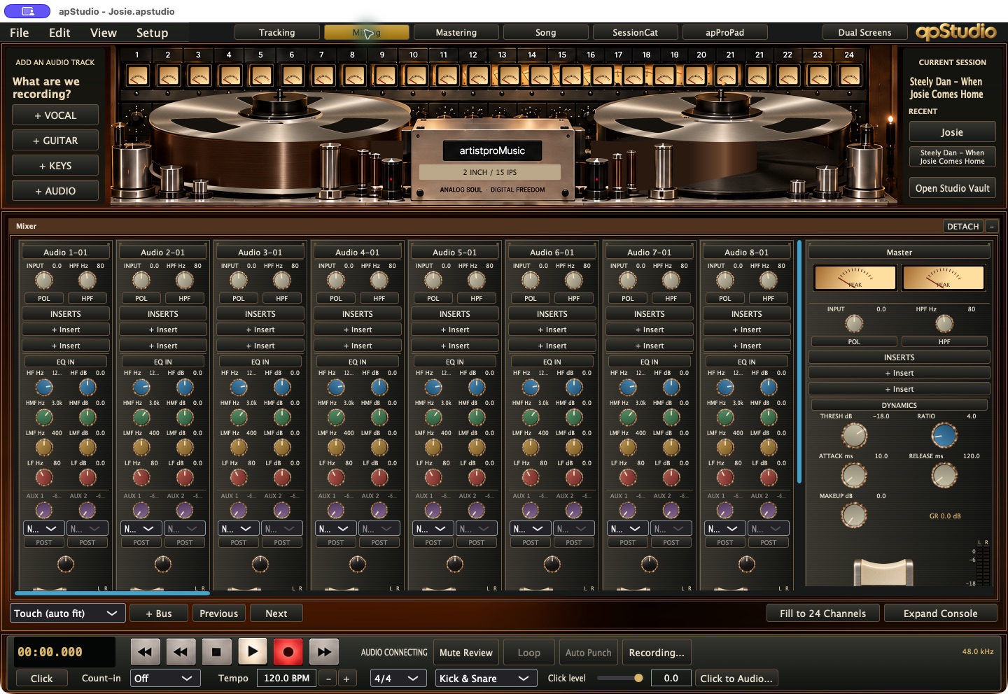 apStudio Mixing console